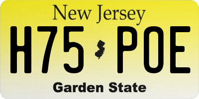 NJ license plate H75POE