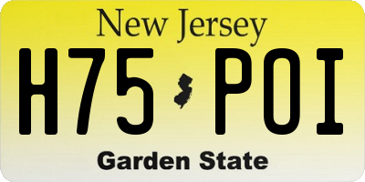 NJ license plate H75POI
