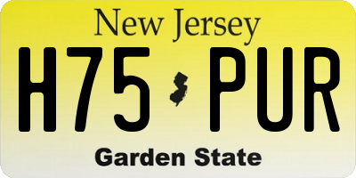 NJ license plate H75PUR