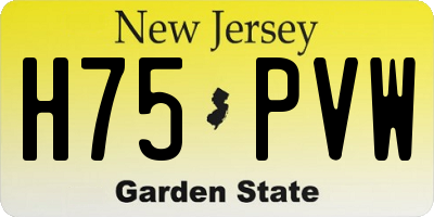 NJ license plate H75PVW