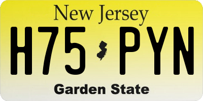 NJ license plate H75PYN