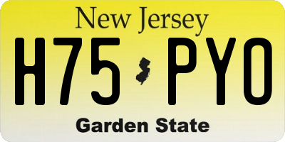 NJ license plate H75PYO