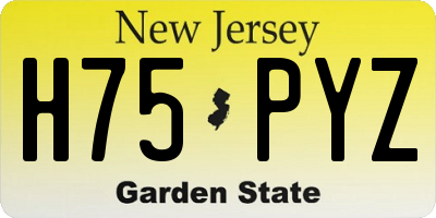 NJ license plate H75PYZ