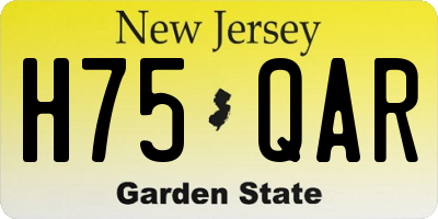 NJ license plate H75QAR