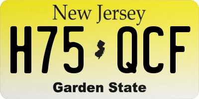 NJ license plate H75QCF