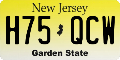 NJ license plate H75QCW