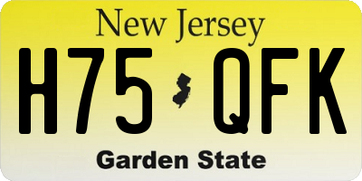 NJ license plate H75QFK
