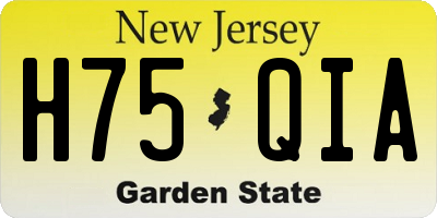 NJ license plate H75QIA