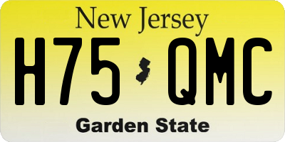 NJ license plate H75QMC