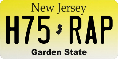 NJ license plate H75RAP