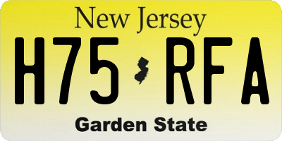 NJ license plate H75RFA