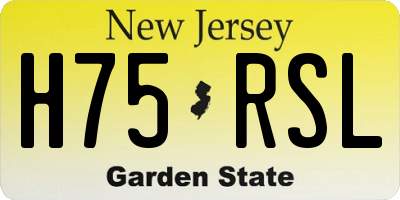 NJ license plate H75RSL