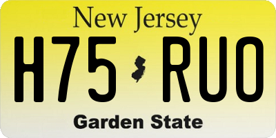 NJ license plate H75RUO