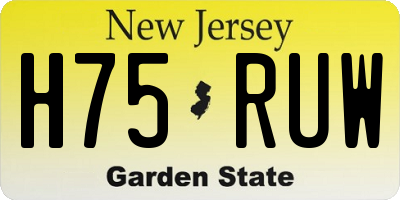 NJ license plate H75RUW