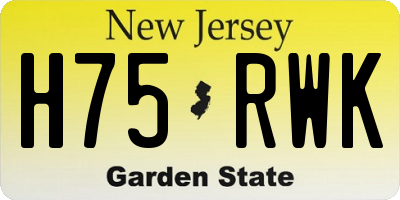 NJ license plate H75RWK