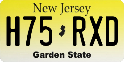 NJ license plate H75RXD