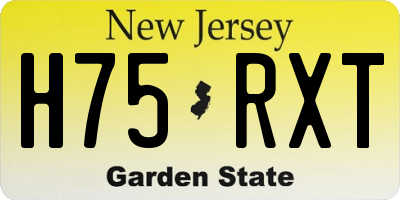 NJ license plate H75RXT