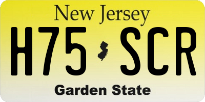 NJ license plate H75SCR
