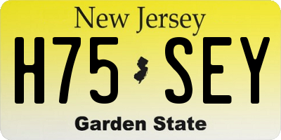 NJ license plate H75SEY