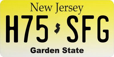 NJ license plate H75SFG