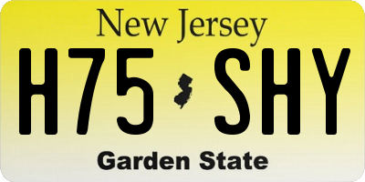 NJ license plate H75SHY