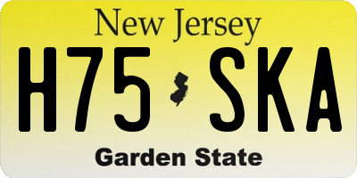 NJ license plate H75SKA