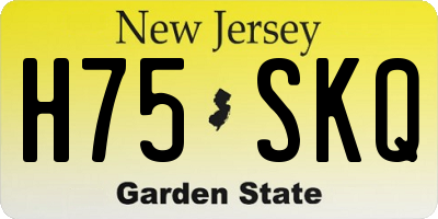NJ license plate H75SKQ