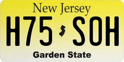 NJ license plate H75SOH