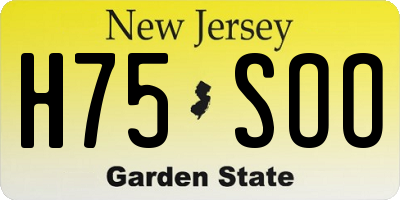NJ license plate H75SOO