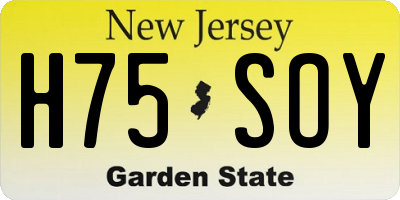 NJ license plate H75SOY