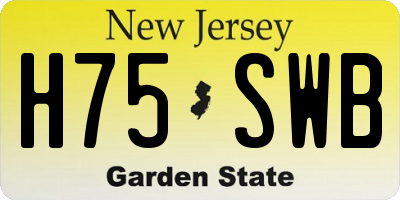 NJ license plate H75SWB