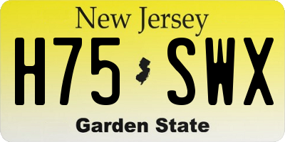 NJ license plate H75SWX