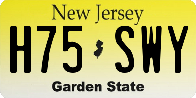 NJ license plate H75SWY