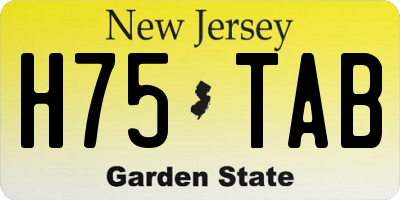 NJ license plate H75TAB