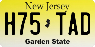 NJ license plate H75TAD