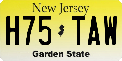 NJ license plate H75TAW