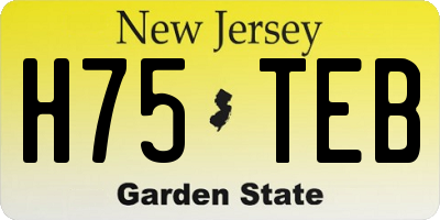 NJ license plate H75TEB