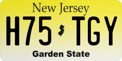 NJ license plate H75TGY