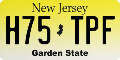 NJ license plate H75TPF
