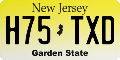 NJ license plate H75TXD