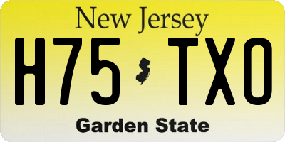 NJ license plate H75TXO