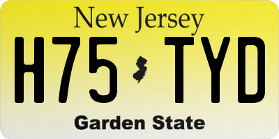 NJ license plate H75TYD