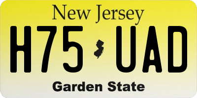 NJ license plate H75UAD