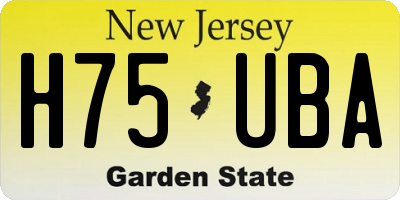 NJ license plate H75UBA