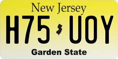 NJ license plate H75UOY