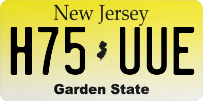 NJ license plate H75UUE