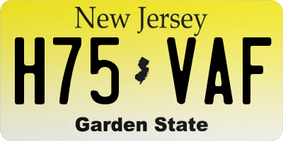 NJ license plate H75VAF