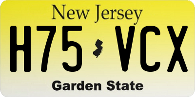 NJ license plate H75VCX