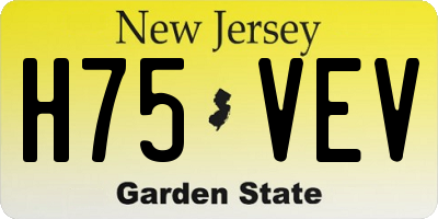 NJ license plate H75VEV