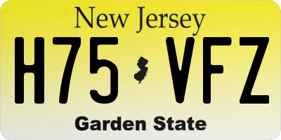 NJ license plate H75VFZ